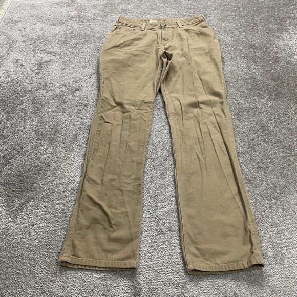 Lands' End Chino Carpenter Pants Womens 12 Brown High Rise Straight Casual 34x34 - Picture 1 of 13